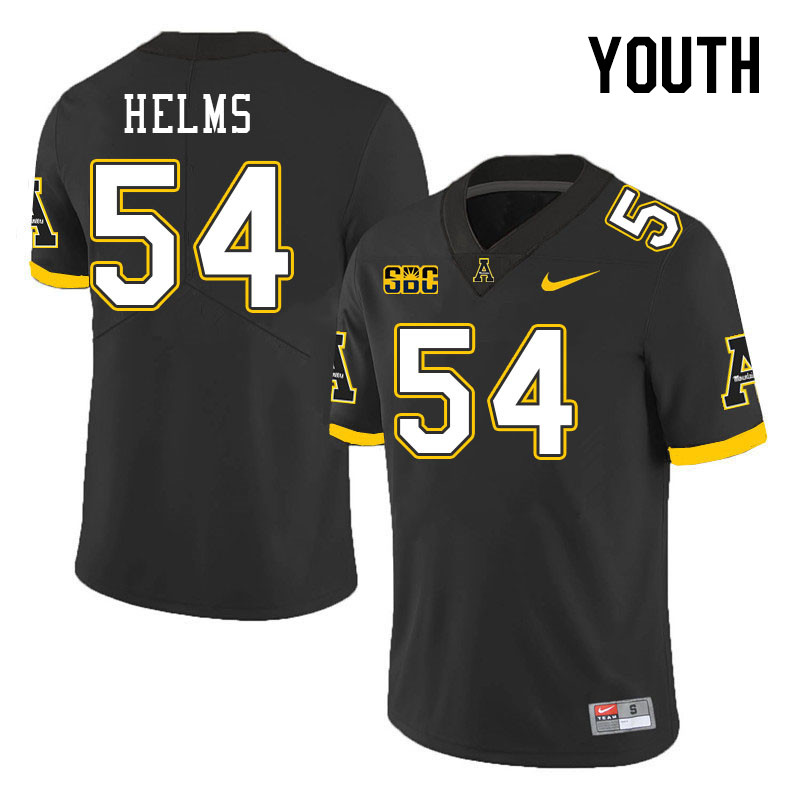 Youth #54 Isaiah Helms Appalachian State Mountaineers College Football Jerseys Stitched Sale-Black - Click Image to Close